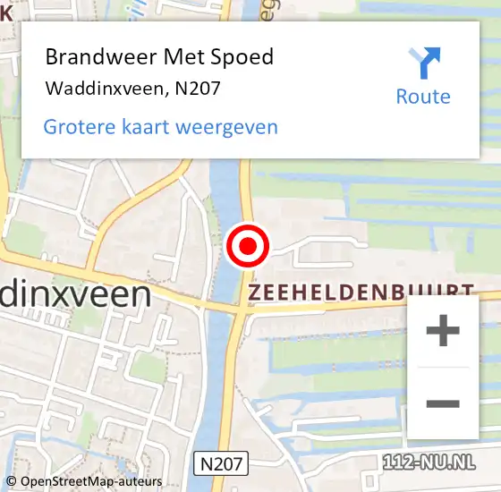 Locatie op kaart van de 112 melding: Brandweer Met Spoed Naar Waddinxveen, N207 op 13 augustus 2014 17:51