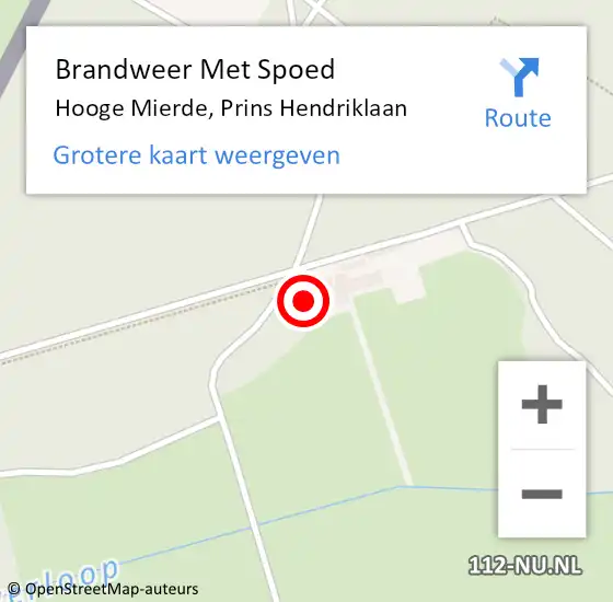Locatie op kaart van de 112 melding: Brandweer Met Spoed Naar Hooge Mierde, Prins Hendriklaan op 28 januari 2023 13:19