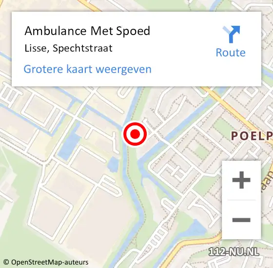 Locatie op kaart van de 112 melding: Ambulance Met Spoed Naar Lisse, Spechtstraat op 28 januari 2023 13:27