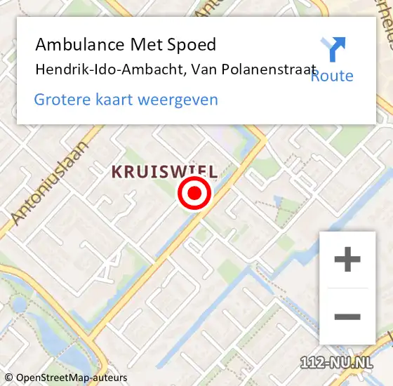Locatie op kaart van de 112 melding: Ambulance Met Spoed Naar Hendrik-Ido-Ambacht, Van Polanenstraat op 28 januari 2023 13:54