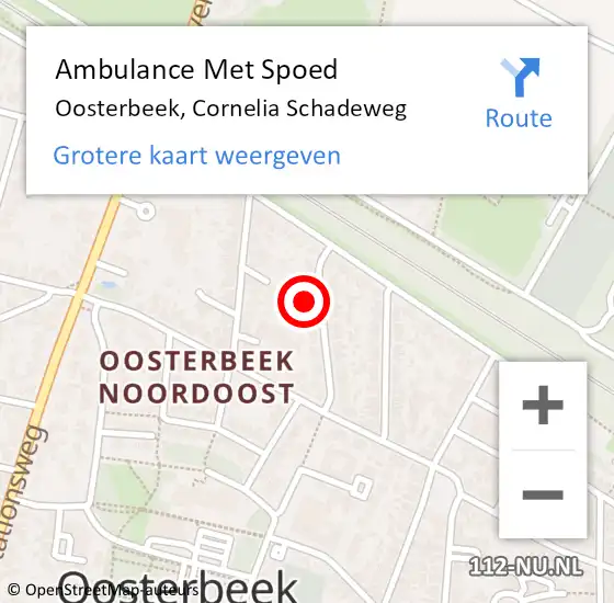 Locatie op kaart van de 112 melding: Ambulance Met Spoed Naar Oosterbeek, Cornelia Schadeweg op 28 januari 2023 14:11