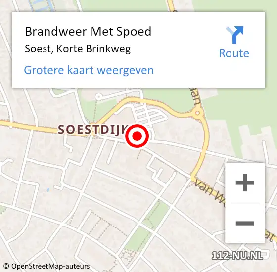Locatie op kaart van de 112 melding: Brandweer Met Spoed Naar Soest, Korte Brinkweg op 28 januari 2023 14:19