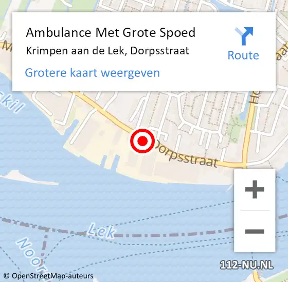 Locatie op kaart van de 112 melding: Ambulance Met Grote Spoed Naar Krimpen aan de Lek, Dorpsstraat op 28 januari 2023 14:30