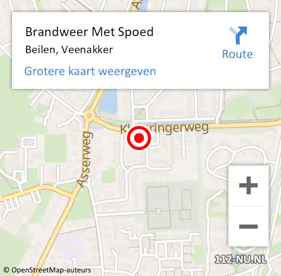 Locatie op kaart van de 112 melding: Brandweer Met Spoed Naar Beilen, Veenakker op 28 januari 2023 14:41