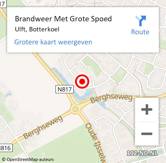 Locatie op kaart van de 112 melding: Brandweer Met Grote Spoed Naar Ulft, Botterkoel op 28 januari 2023 14:52