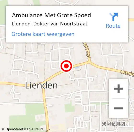 Locatie op kaart van de 112 melding: Ambulance Met Grote Spoed Naar Lienden, Dokter van Noortstraat op 28 januari 2023 15:06