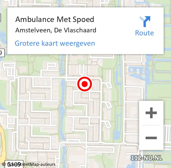 Locatie op kaart van de 112 melding: Ambulance Met Spoed Naar Amstelveen, De Vlaschaard op 28 januari 2023 15:23