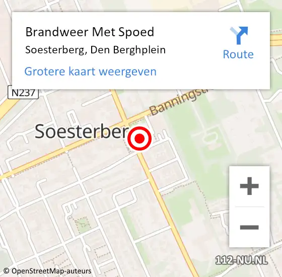 Locatie op kaart van de 112 melding: Brandweer Met Spoed Naar Soesterberg, Den Berghplein op 28 januari 2023 15:40