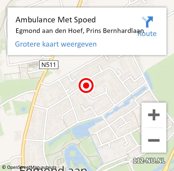 Locatie op kaart van de 112 melding: Ambulance Met Spoed Naar Egmond aan den Hoef, Prins Bernhardlaan op 28 januari 2023 15:50