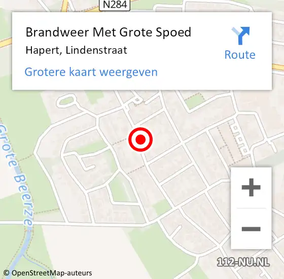 Locatie op kaart van de 112 melding: Brandweer Met Grote Spoed Naar Hapert, Lindenstraat op 28 januari 2023 16:00