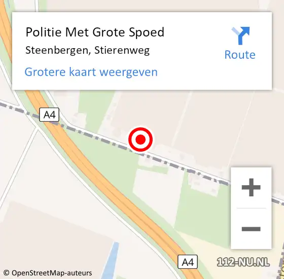 Locatie op kaart van de 112 melding: Politie Met Grote Spoed Naar Steenbergen, Stierenweg op 28 januari 2023 16:23