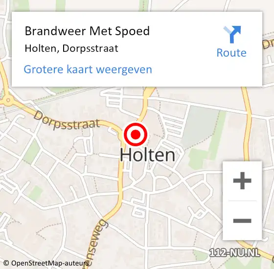 Locatie op kaart van de 112 melding: Brandweer Met Spoed Naar Holten, Dorpsstraat op 28 januari 2023 16:30