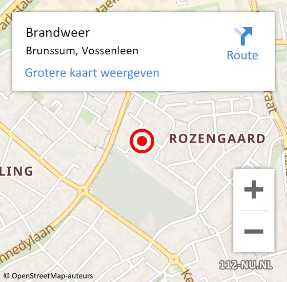 Locatie op kaart van de 112 melding: Brandweer Brunssum, Vossenleen op 11 oktober 2013 13:07