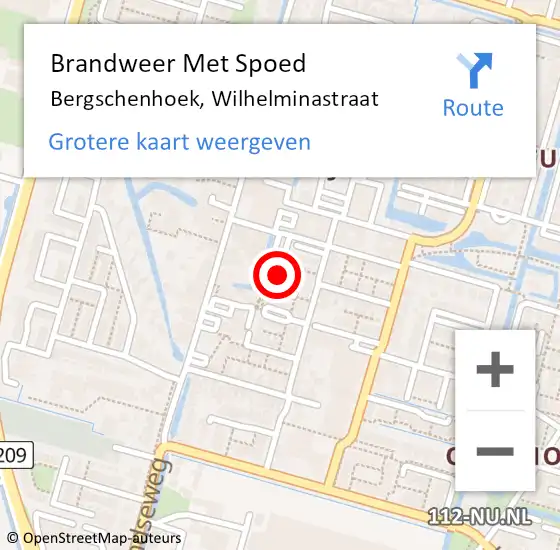 Locatie op kaart van de 112 melding: Brandweer Met Spoed Naar Bergschenhoek, Wilhelminastraat op 28 januari 2023 17:02