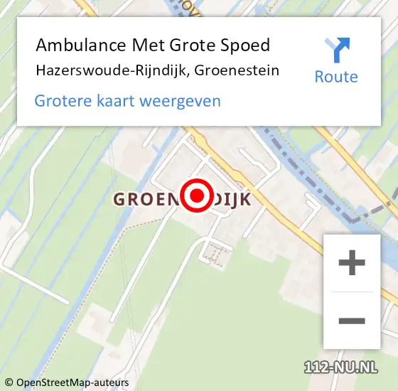 Locatie op kaart van de 112 melding: Ambulance Met Grote Spoed Naar Hazerswoude-Rijndijk, Groenestein op 28 januari 2023 17:04