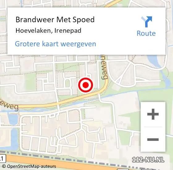 Locatie op kaart van de 112 melding: Brandweer Met Spoed Naar Hoevelaken, Irenepad op 28 januari 2023 17:05