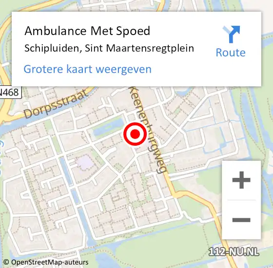 Locatie op kaart van de 112 melding: Ambulance Met Spoed Naar Schipluiden, Sint Maartensregtplein op 28 januari 2023 17:21