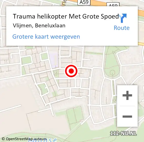 Locatie op kaart van de 112 melding: Trauma helikopter Met Grote Spoed Naar Vlijmen, Beneluxlaan op 28 januari 2023 18:18