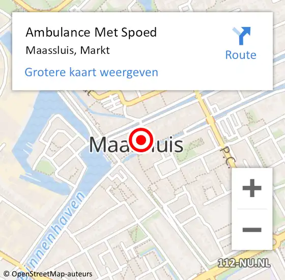 Locatie op kaart van de 112 melding: Ambulance Met Spoed Naar Maassluis, Markt op 28 januari 2023 18:32