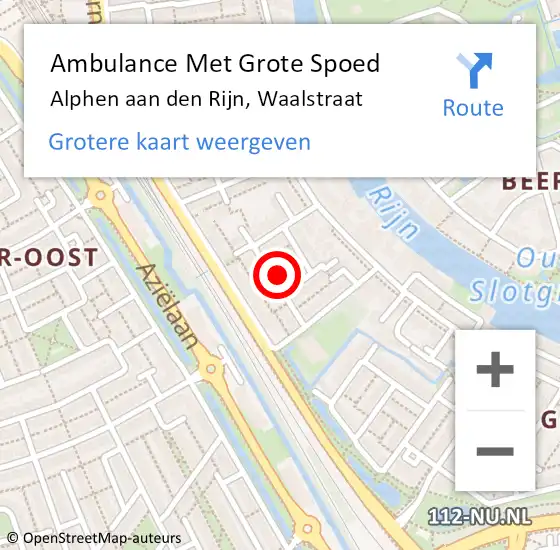 Locatie op kaart van de 112 melding: Ambulance Met Grote Spoed Naar Alphen aan den Rijn, Waalstraat op 28 januari 2023 18:32