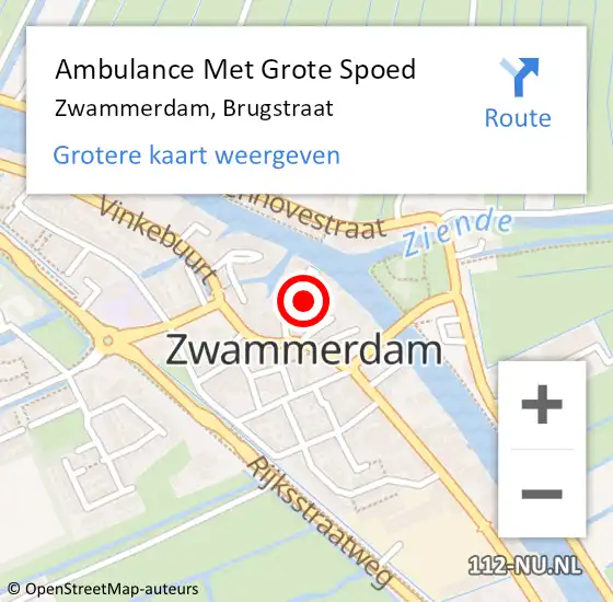 Locatie op kaart van de 112 melding: Ambulance Met Grote Spoed Naar Zwammerdam, Brugstraat op 28 januari 2023 18:40