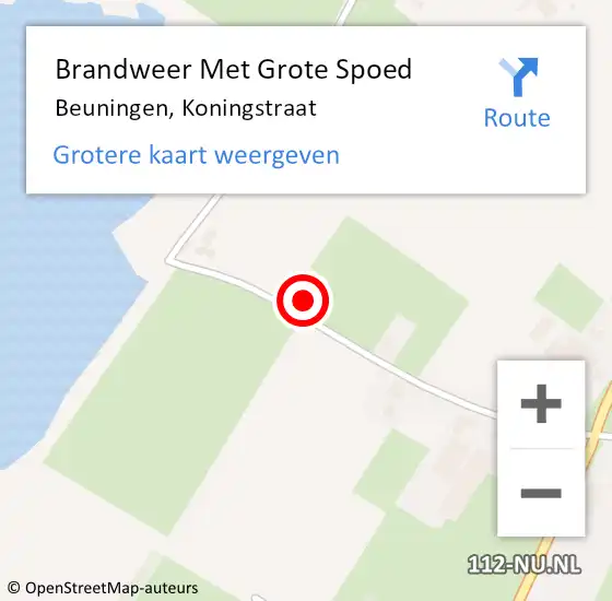 Locatie op kaart van de 112 melding: Brandweer Met Grote Spoed Naar Beuningen, Koningstraat op 28 januari 2023 18:41