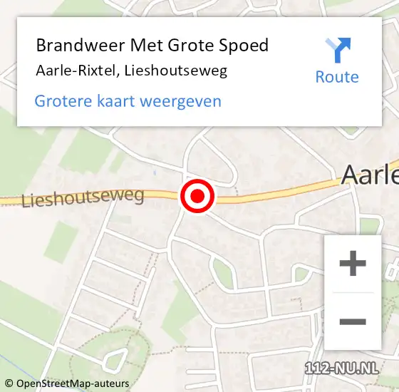 Locatie op kaart van de 112 melding: Brandweer Met Grote Spoed Naar Aarle-Rixtel, Lieshoutseweg op 28 januari 2023 18:50