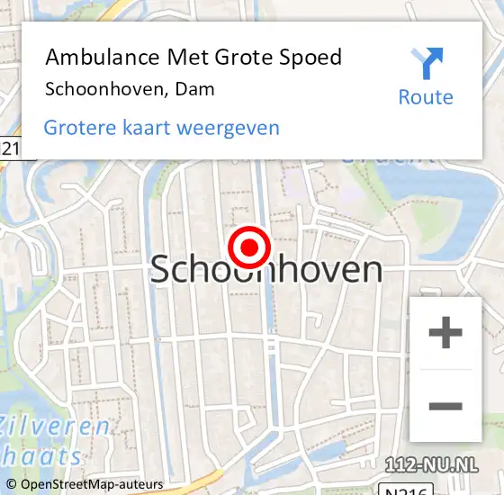 Locatie op kaart van de 112 melding: Ambulance Met Grote Spoed Naar Schoonhoven, Dam op 28 januari 2023 19:46