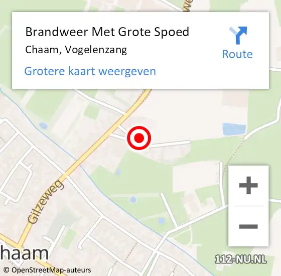 Locatie op kaart van de 112 melding: Brandweer Met Grote Spoed Naar Chaam, Vogelenzang op 28 januari 2023 19:56