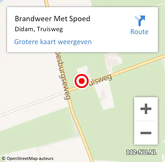 Locatie op kaart van de 112 melding: Brandweer Met Spoed Naar Didam, Truisweg op 28 januari 2023 20:01