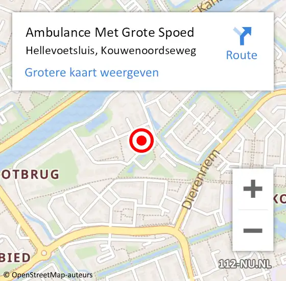 Locatie op kaart van de 112 melding: Ambulance Met Grote Spoed Naar Hellevoetsluis, Kouwenoordseweg op 28 januari 2023 20:03