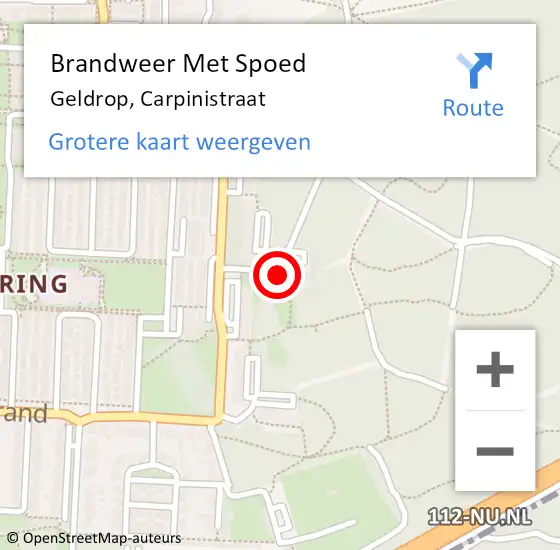 Locatie op kaart van de 112 melding: Brandweer Met Spoed Naar Geldrop, Carpinistraat op 28 januari 2023 20:26