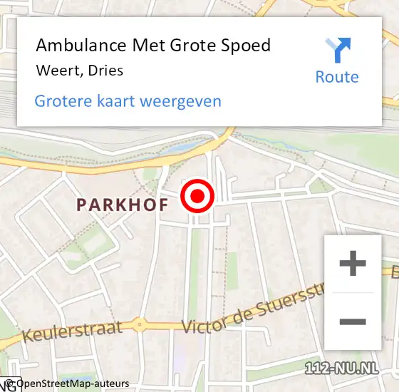 Locatie op kaart van de 112 melding: Ambulance Met Grote Spoed Naar Weert, Dries op 28 januari 2023 20:26