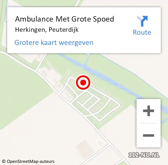 Locatie op kaart van de 112 melding: Ambulance Met Grote Spoed Naar Herkingen, Peuterdijk op 28 januari 2023 20:37
