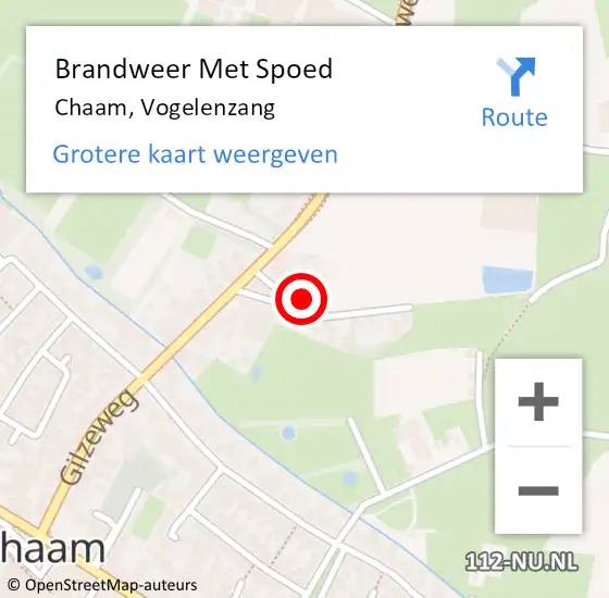 Locatie op kaart van de 112 melding: Brandweer Met Spoed Naar Chaam, Vogelenzang op 28 januari 2023 20:40