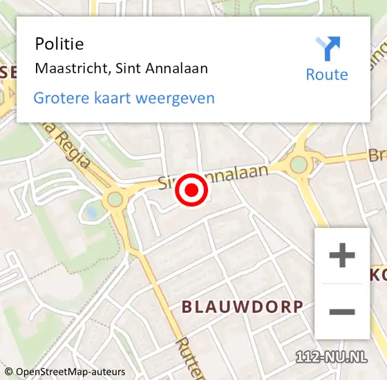 Locatie op kaart van de 112 melding: Politie Maastricht, Sint Annalaan op 28 januari 2023 21:21