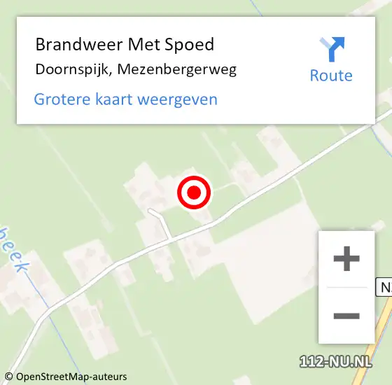 Locatie op kaart van de 112 melding: Brandweer Met Spoed Naar Doornspijk, Mezenbergerweg op 28 januari 2023 21:37