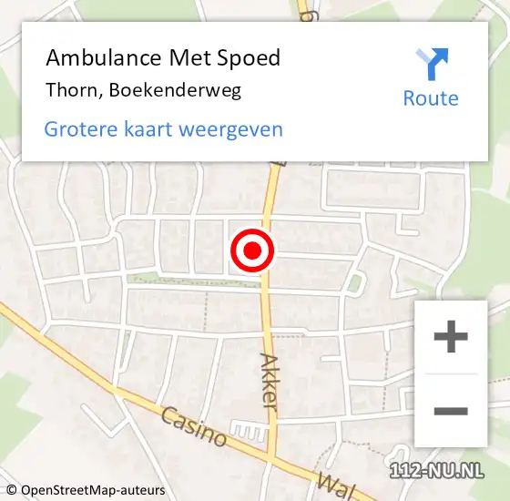 Locatie op kaart van de 112 melding: Ambulance Met Spoed Naar Thorn, Boekenderweg op 28 januari 2023 21:54