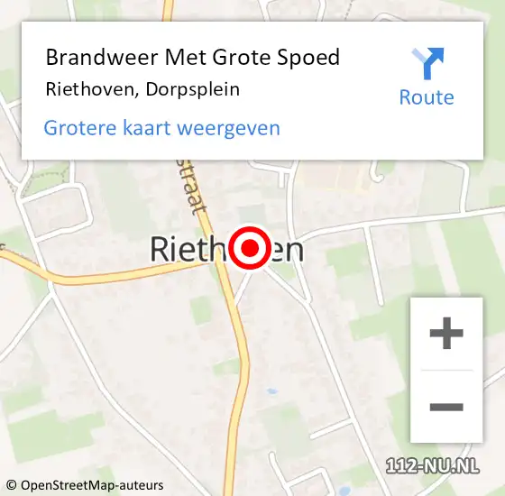 Locatie op kaart van de 112 melding: Brandweer Met Grote Spoed Naar Riethoven, Dorpsplein op 28 januari 2023 21:56