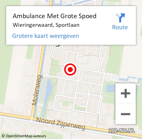 Locatie op kaart van de 112 melding: Ambulance Met Grote Spoed Naar Wieringerwaard, Sportlaan op 28 januari 2023 22:22