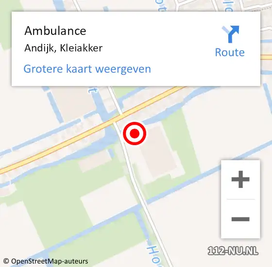 Locatie op kaart van de 112 melding: Ambulance Andijk, Kleiakker op 28 januari 2023 22:40