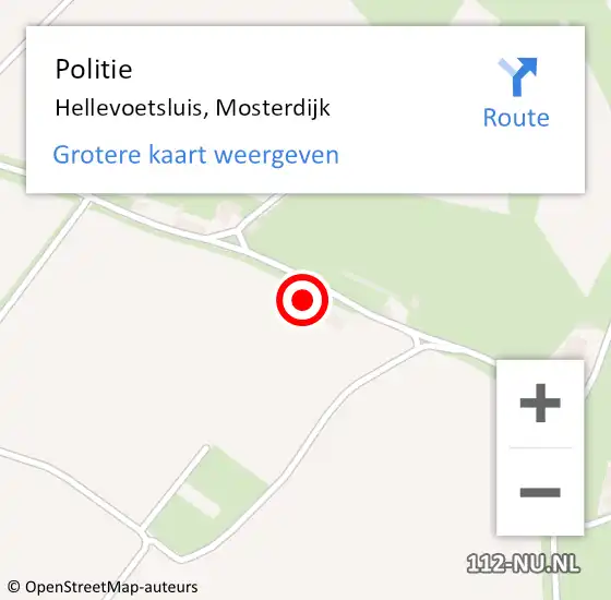 Locatie op kaart van de 112 melding: Politie Hellevoetsluis, Mosterdijk op 28 januari 2023 23:01