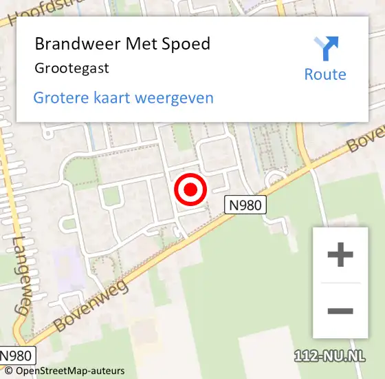 Locatie op kaart van de 112 melding: Brandweer Met Spoed Naar Grootegast op 28 januari 2023 23:37