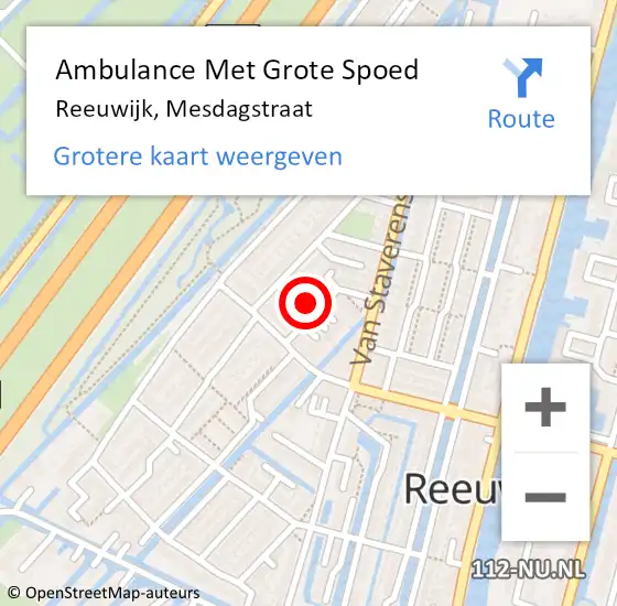 Locatie op kaart van de 112 melding: Ambulance Met Grote Spoed Naar Reeuwijk, Mesdagstraat op 28 januari 2023 23:38