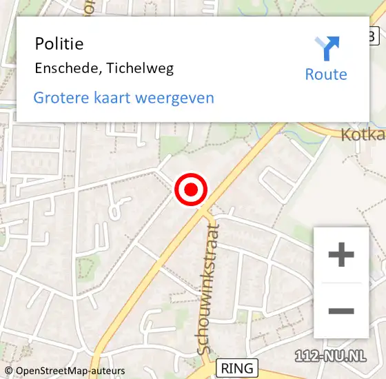 Locatie op kaart van de 112 melding: Politie Enschede, Tichelweg op 28 januari 2023 23:44
