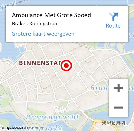 Locatie op kaart van de 112 melding: Ambulance Met Grote Spoed Naar Brakel, Koningstraat op 29 januari 2023 00:31