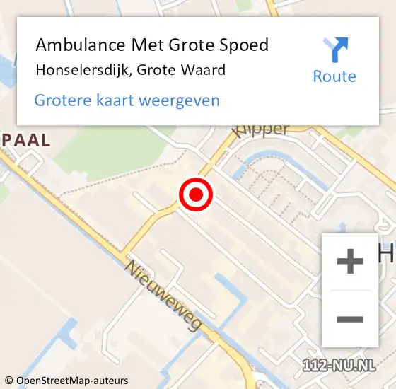 Locatie op kaart van de 112 melding: Ambulance Met Grote Spoed Naar Honselersdijk, Grote Waard op 29 januari 2023 01:27