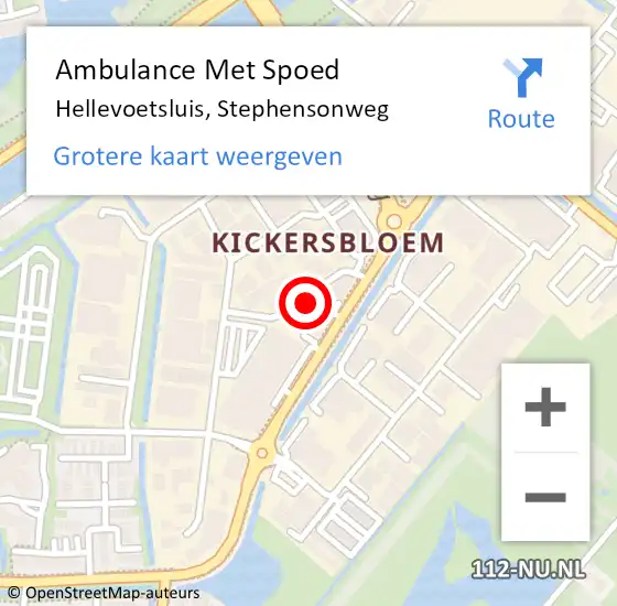 Locatie op kaart van de 112 melding: Ambulance Met Spoed Naar Hellevoetsluis, Stephensonweg op 29 januari 2023 01:35