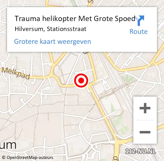Locatie op kaart van de 112 melding: Trauma helikopter Met Grote Spoed Naar Hilversum, Stationsstraat op 29 januari 2023 01:47