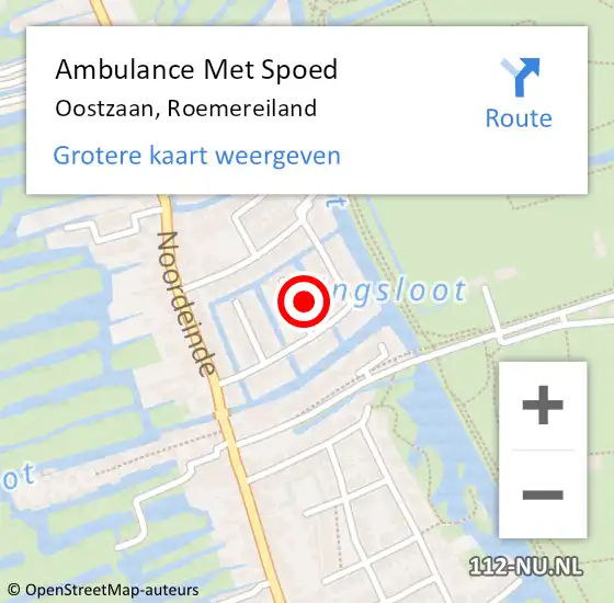 Locatie op kaart van de 112 melding: Ambulance Met Spoed Naar Oostzaan, Roemereiland op 29 januari 2023 01:47